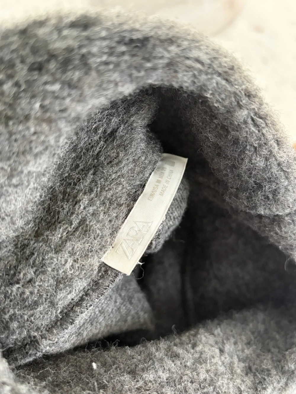Zara Charcoal Gray Turtleneck Sweater with White Seam Detail - Picture 5 of 6